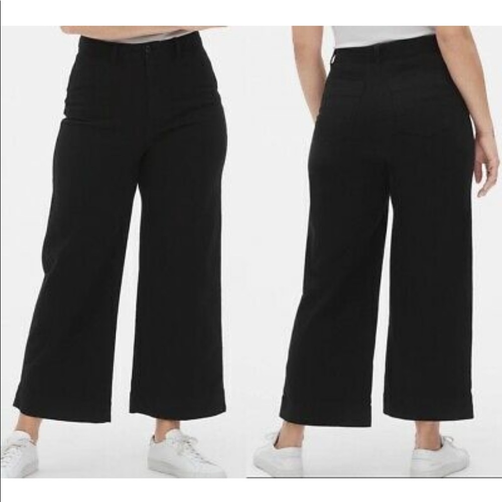 Gap High Rise Wide Leg Crop Black Denim Pants